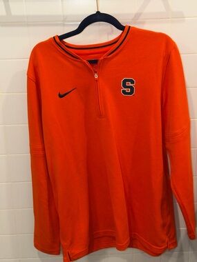 Nike Orange Long-Sleeve Half-Zip Pullover with 'S' Patch